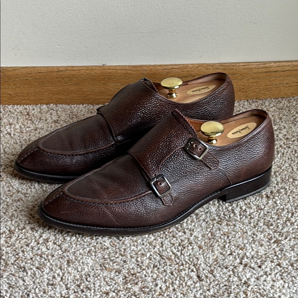 Antonio Maurizi SuitSupply Bwn Pebble Grain Double Monk Strap Shoes Eu 44 US 11
